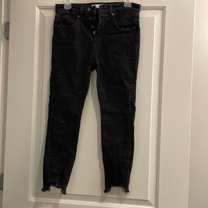 Black button front jeans. Size 6